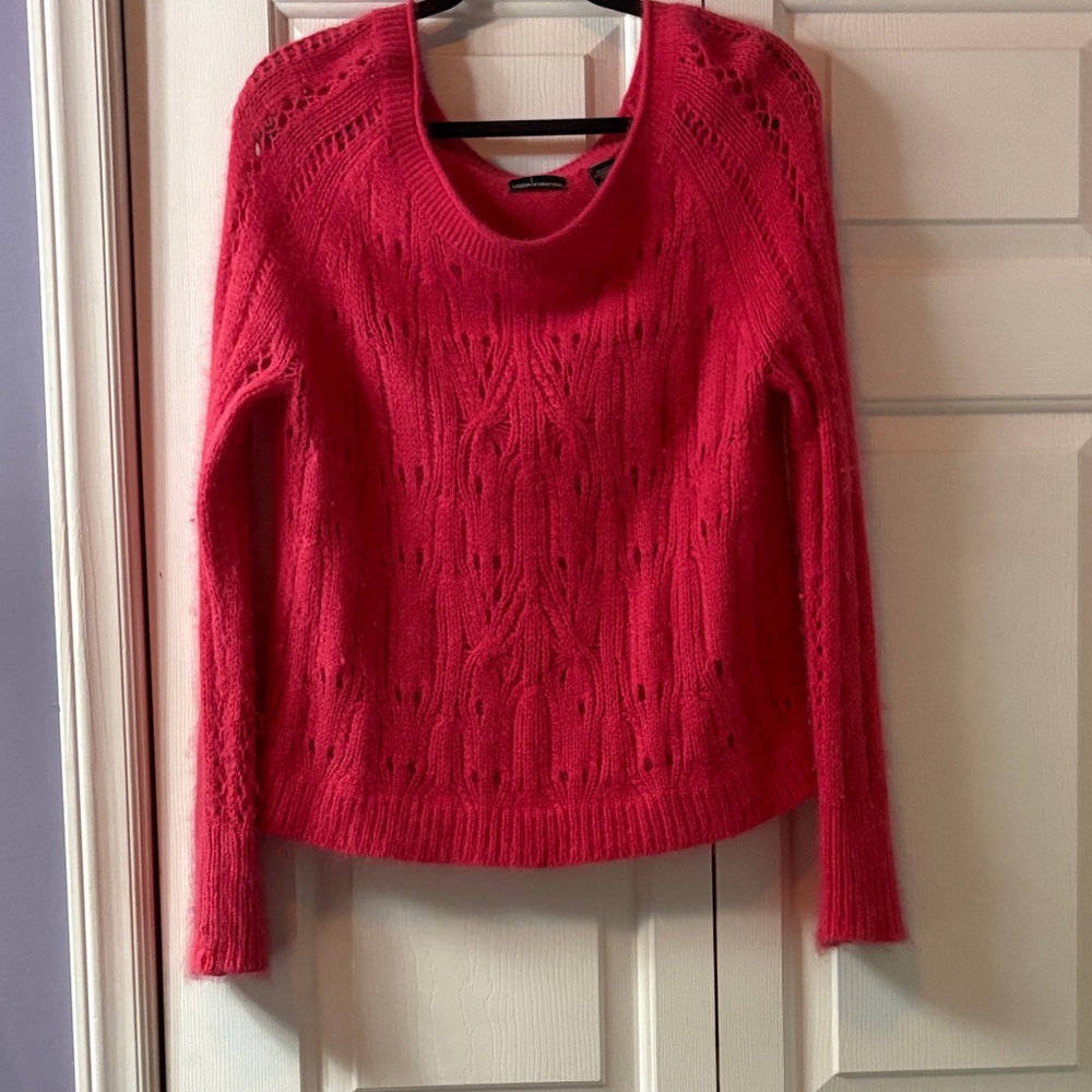 Women's Red Cable Knit Sweater
